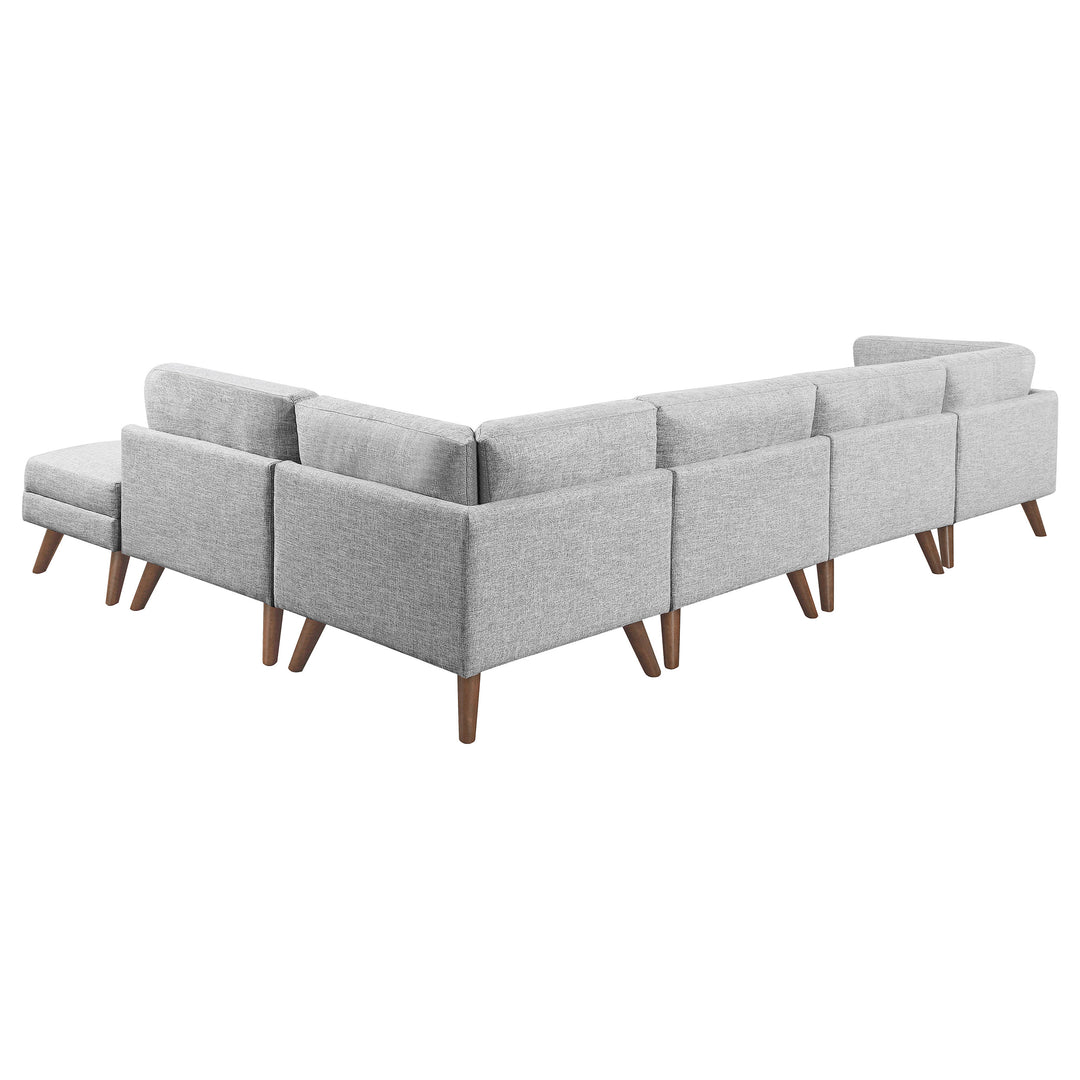 Churchill 6-piece Upholstered Modular Tufted Sectional Grey and Walnut