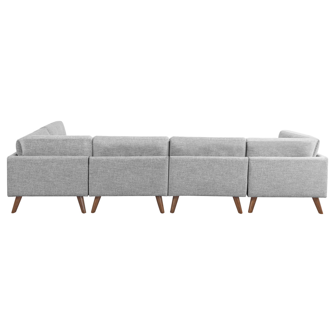 Churchill 6-piece Upholstered Modular Tufted Sectional Grey and Walnut