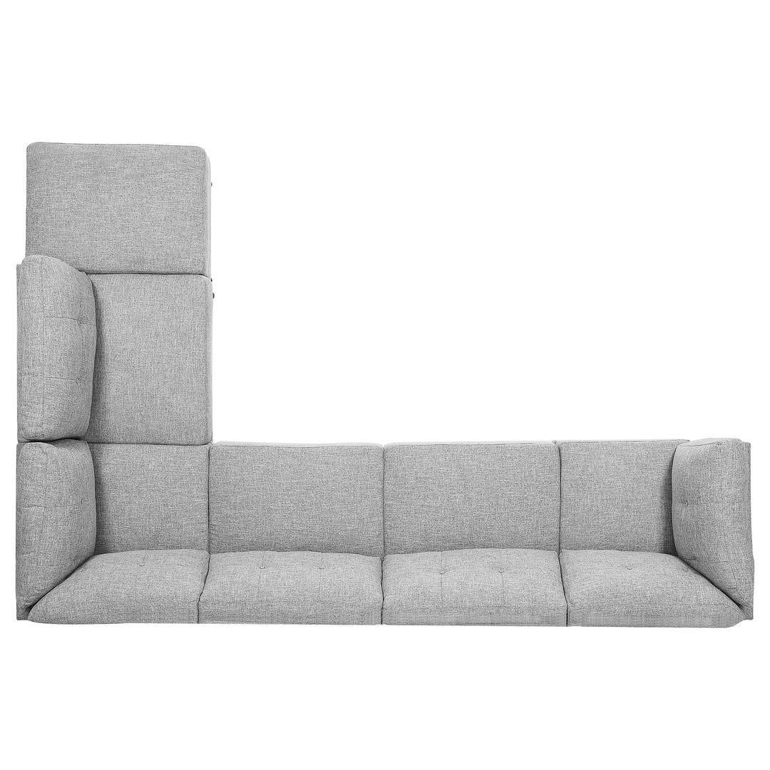 Churchill 6-piece Upholstered Modular Tufted Sectional Grey and Walnut