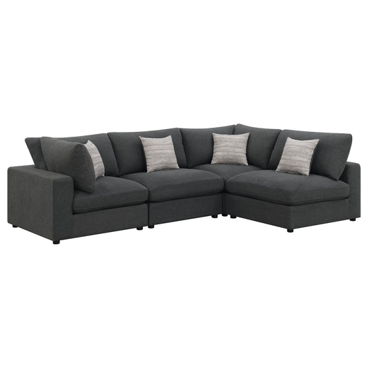 Serene 4-piece Upholstered Modular Sectional Charcoal