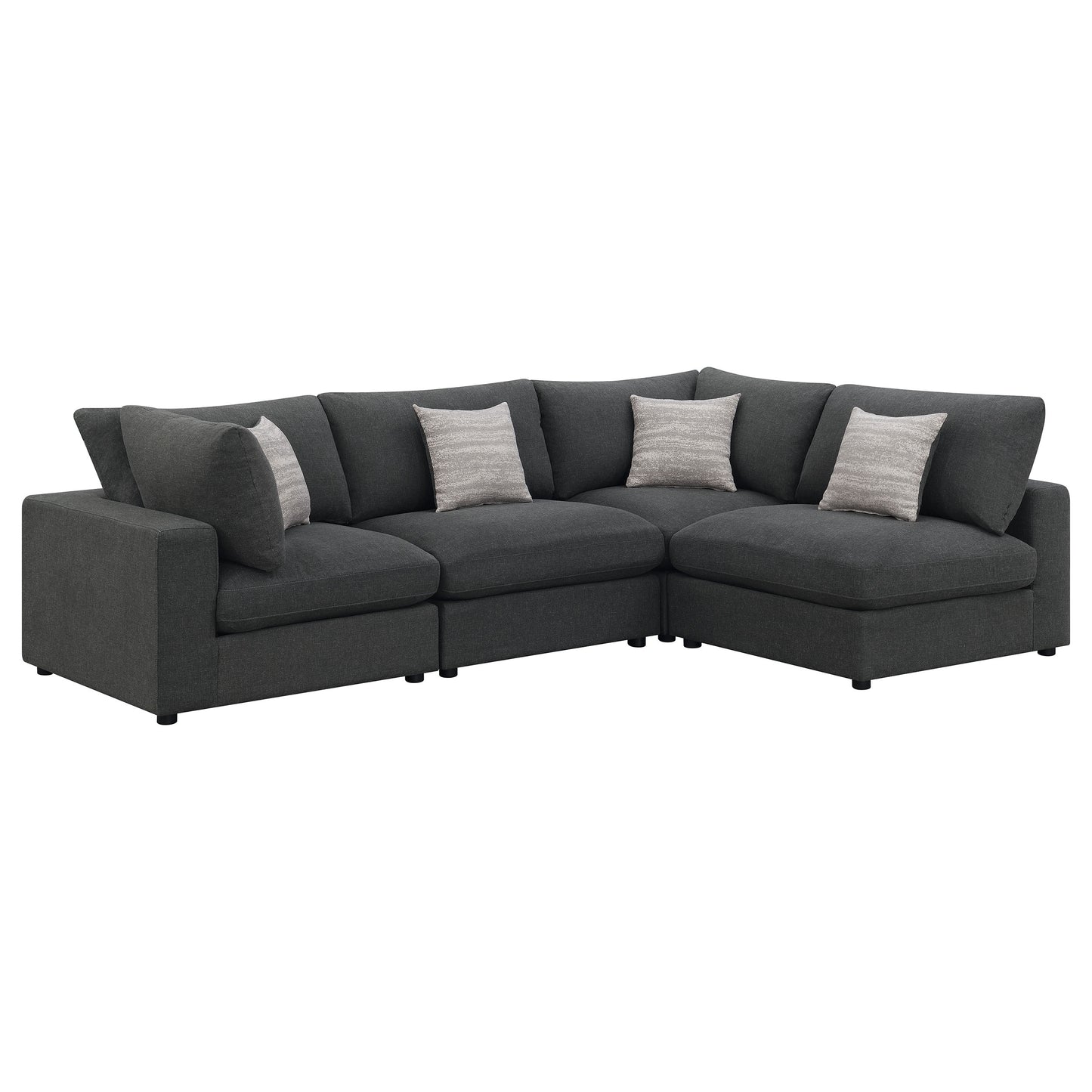 Serene 4-piece Upholstered Modular Sectional Charcoal