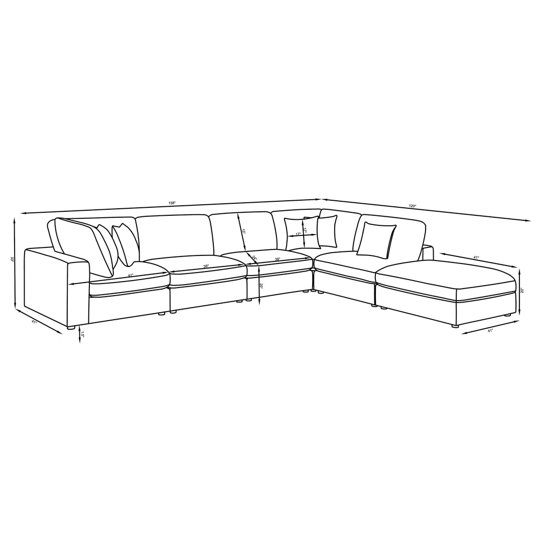 Serene 6-piece Upholstered Modular Sectional Charcoal