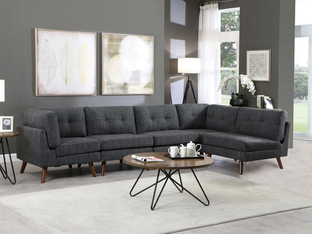 Churchill 5-piece Upholstered Modular Sectional Dark Grey