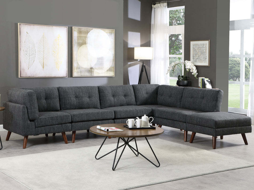 Churchill 6-piece Upholstered Modular Sectional Dark Grey