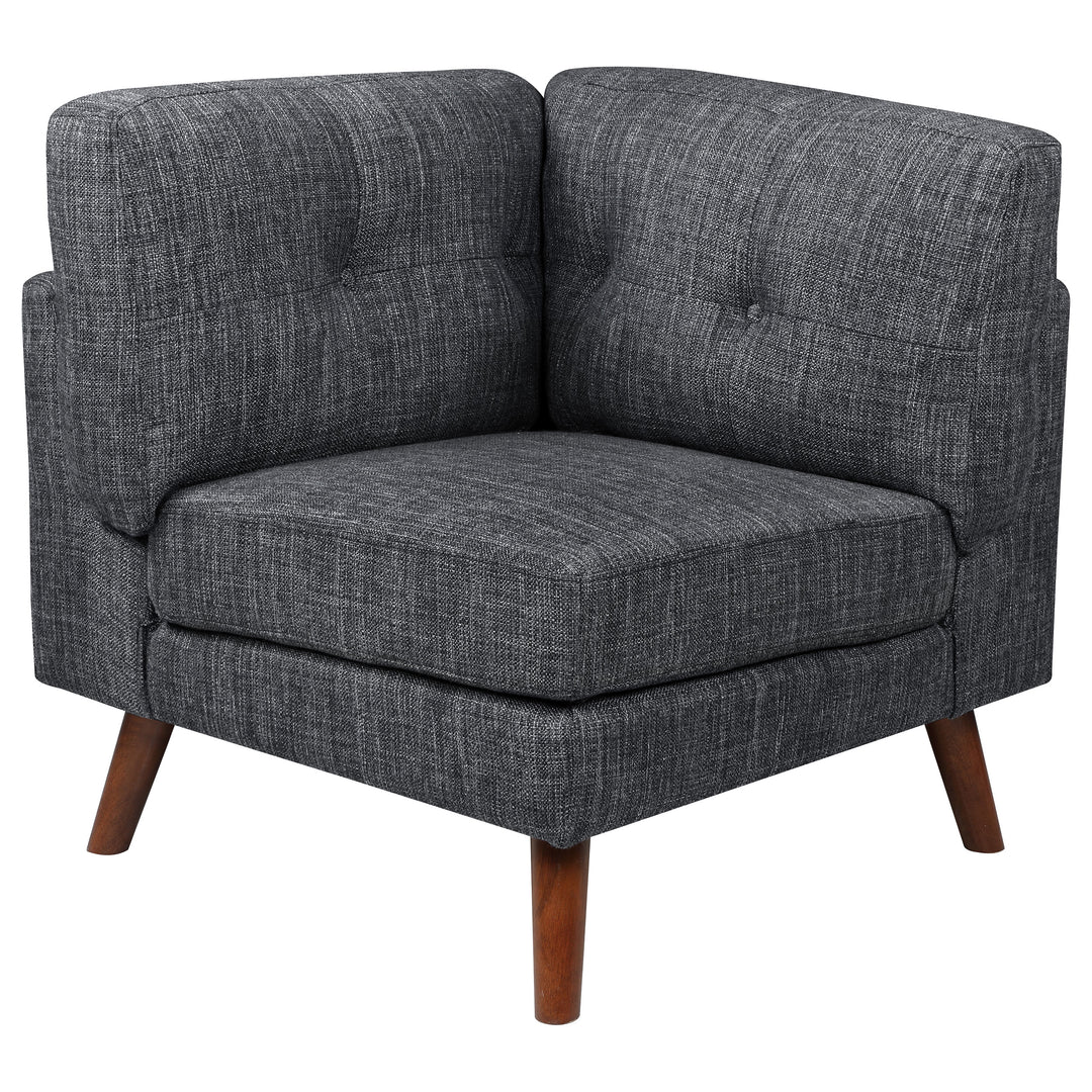 Churchill Tufted Cushion Back Corner Dark Grey and Walnut