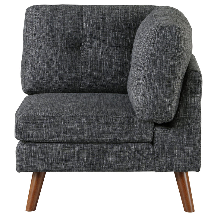 Churchill Tufted Cushion Back Corner Dark Grey and Walnut