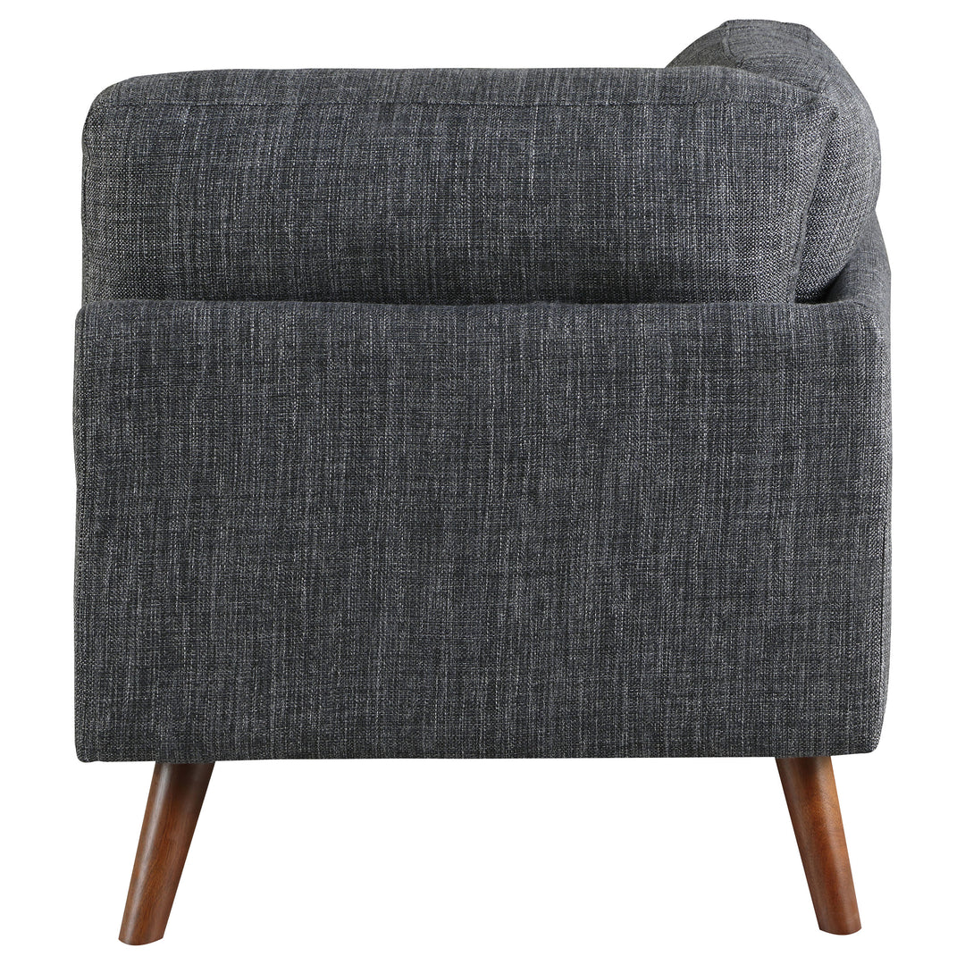 Churchill Tufted Cushion Back Corner Dark Grey and Walnut