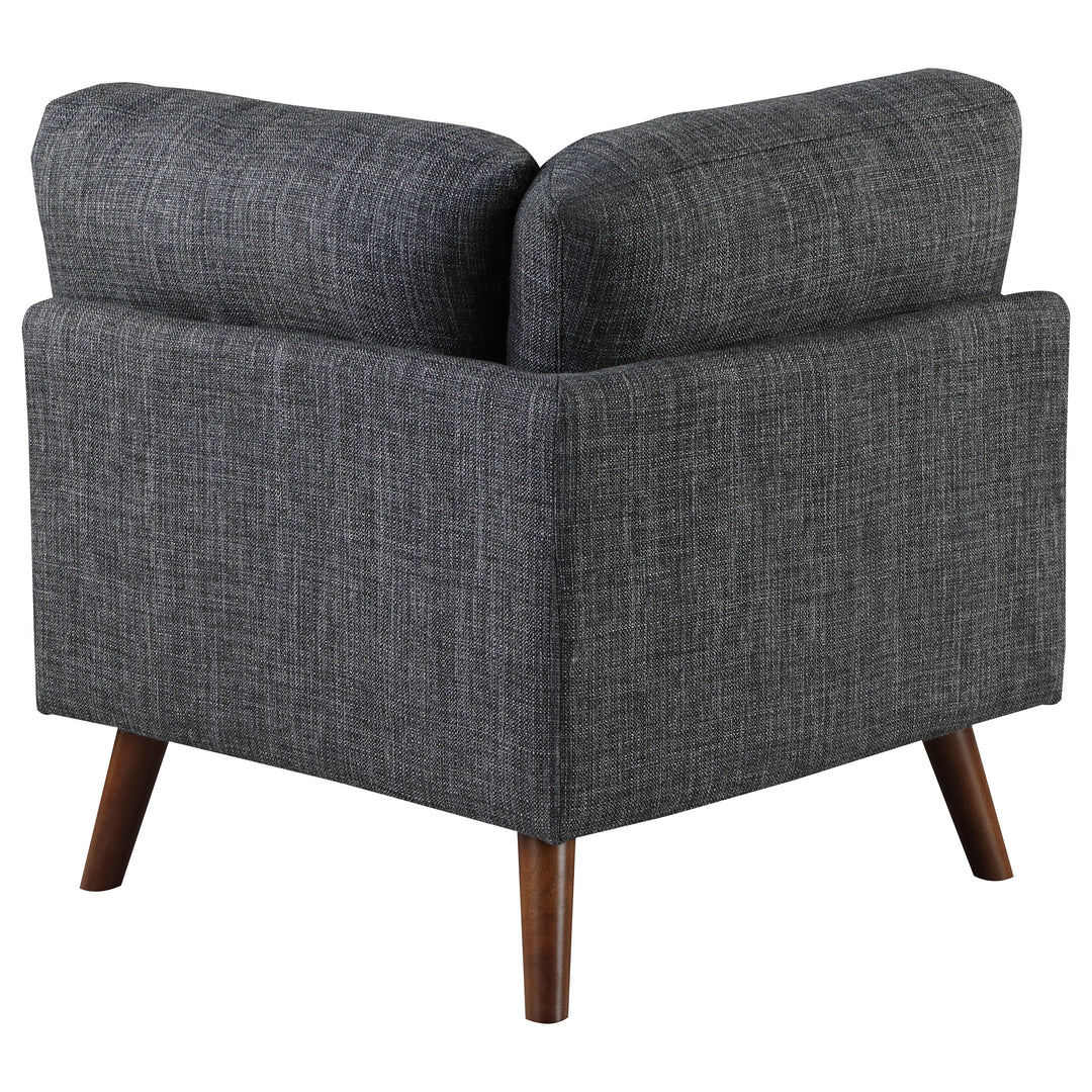 Churchill Tufted Cushion Back Corner Dark Grey and Walnut