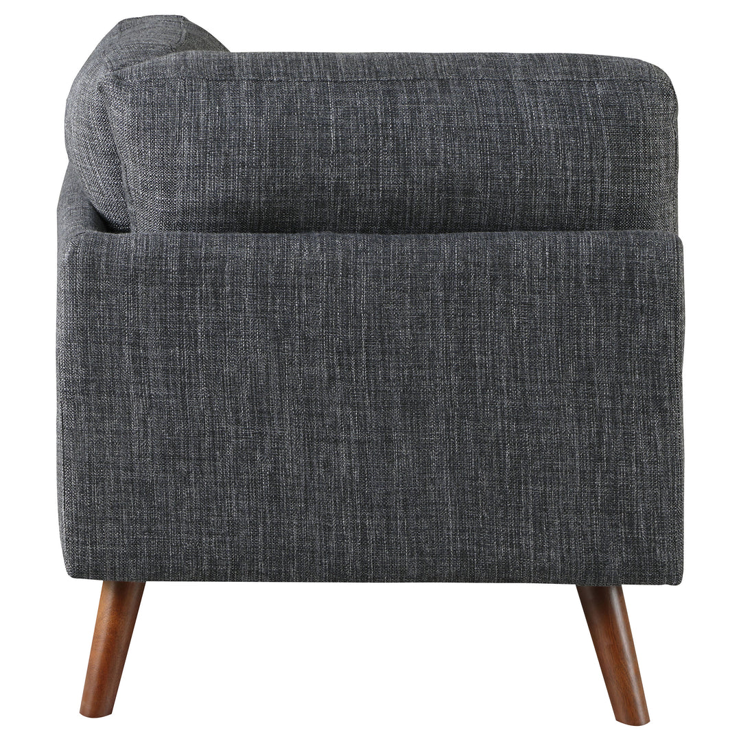 Churchill Tufted Cushion Back Corner Dark Grey and Walnut