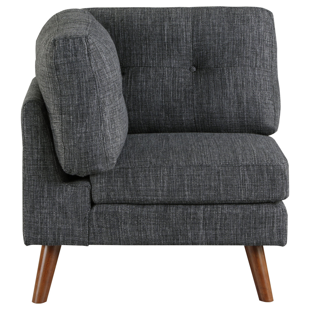 Churchill Tufted Cushion Back Corner Dark Grey and Walnut