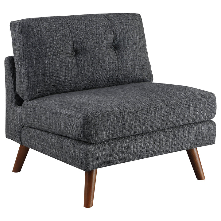 Churchill Tufted Cushion Back Armless Chair Dark Grey and Walnut