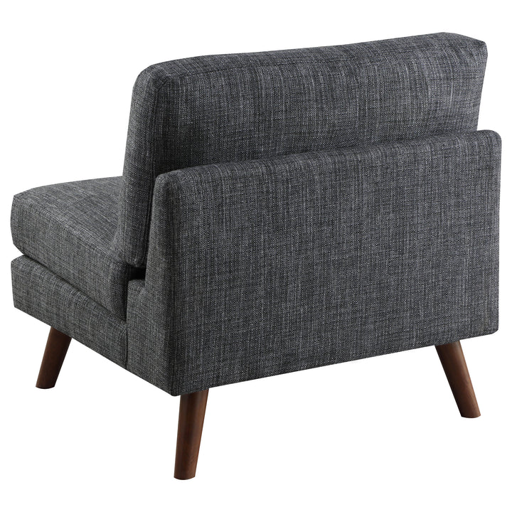 Churchill Tufted Cushion Back Armless Chair Dark Grey and Walnut