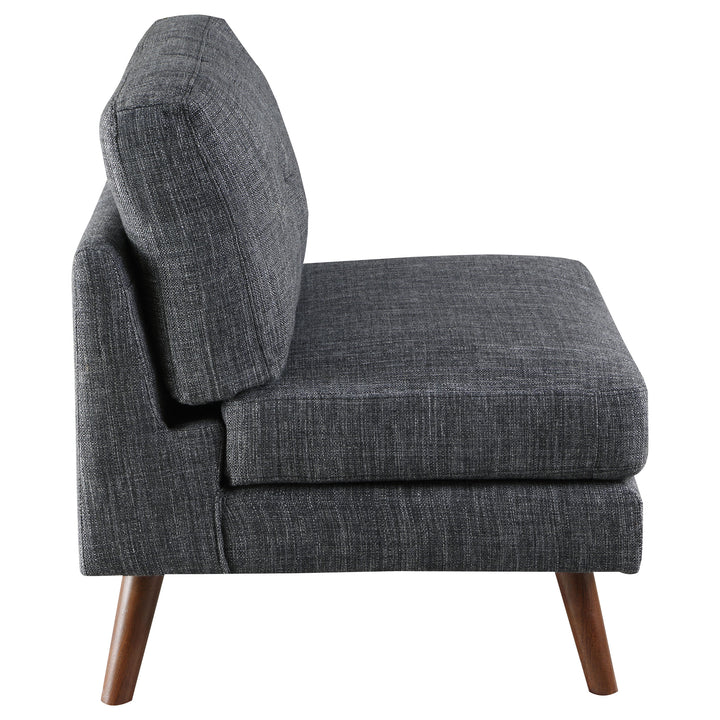 Churchill Tufted Cushion Back Armless Chair Dark Grey and Walnut