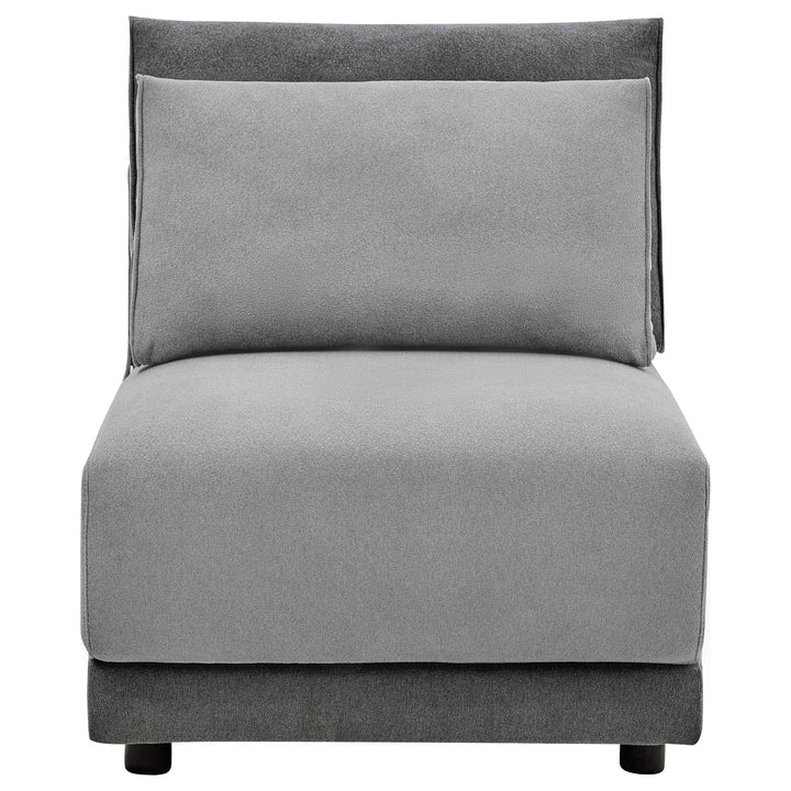 Seanna Cushion Back Upholstered Armless Chair Light and Dark Grey