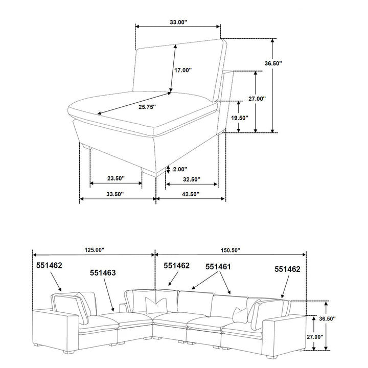 Lakeview 6-piece Upholstered Modular Sectional Sofa Ivory