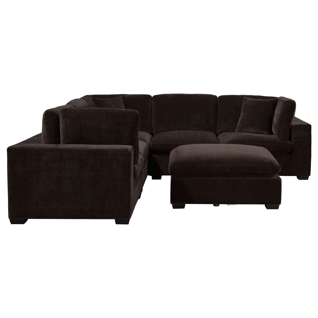 Lakeview 5-piece Upholstered Modular Sectional Sofa Dark Chocolate