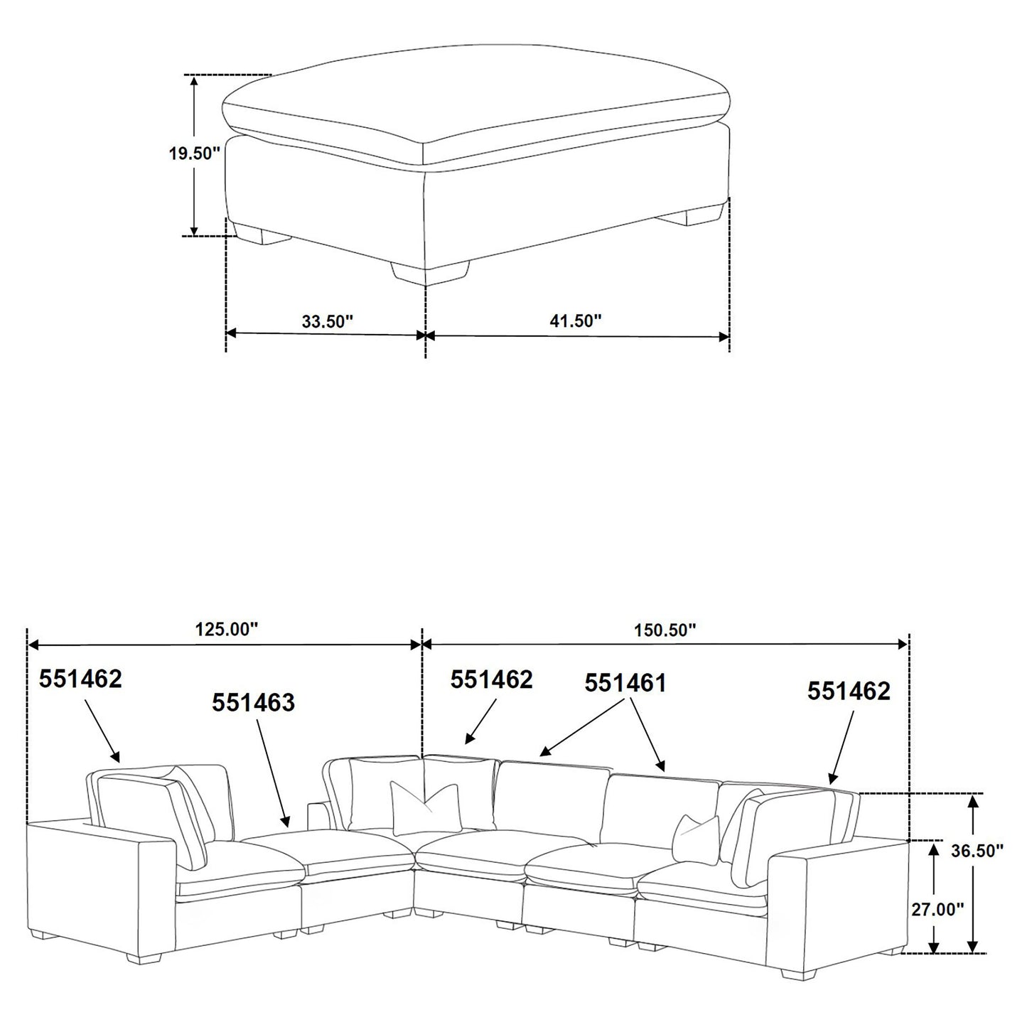 Lakeview 5-piece Upholstered Modular Sectional Sofa Dark Chocolate