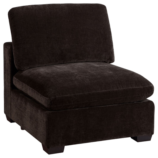 Lakeview Upholstered Armless Chair Dark Chocolate