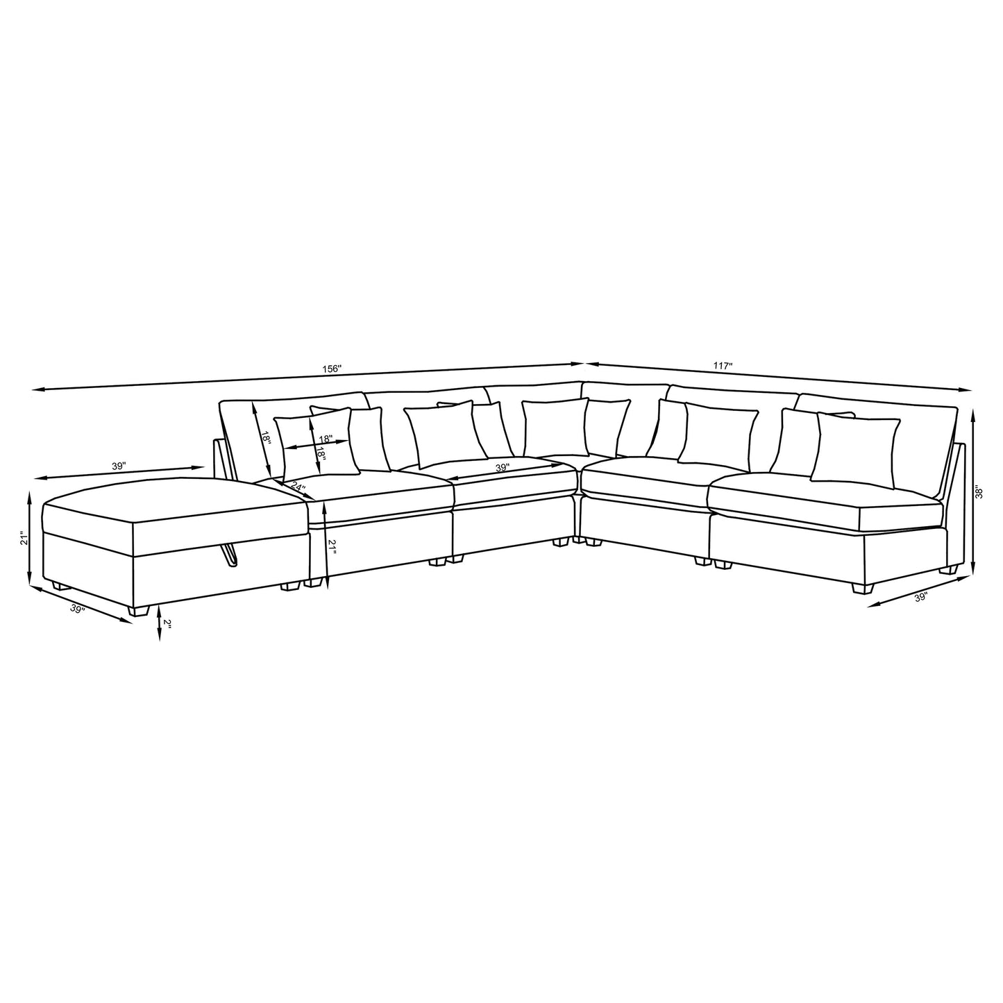 Cambria 5-piece Upholstered Modular Sectional Grey