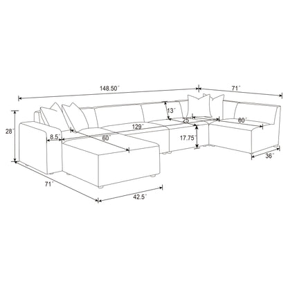 Freddie 6-piece Upholstered Modular Sectional Pearl