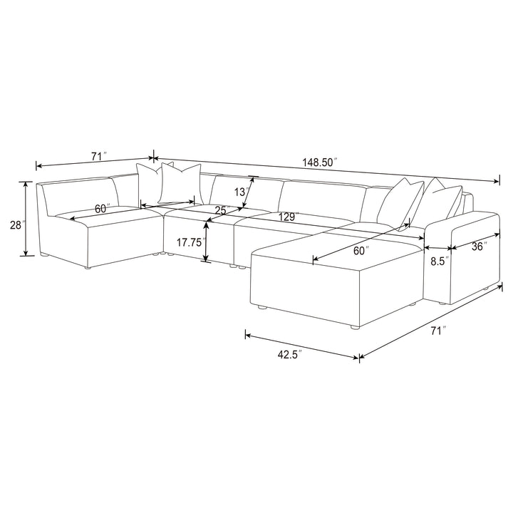 Freddie 6-piece Upholstered Modular Sectional Pearl