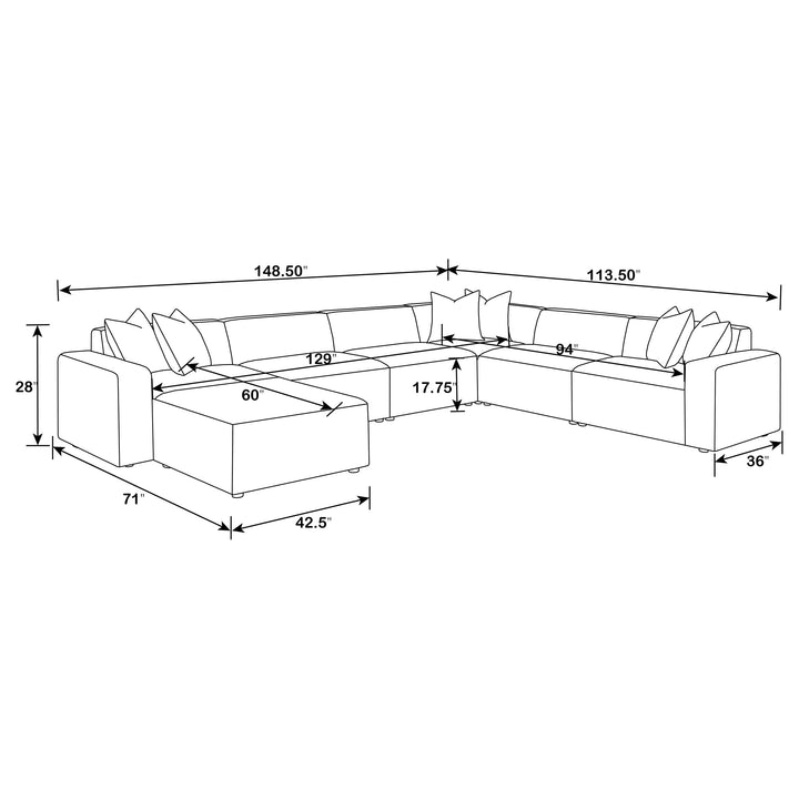 Freddie 7-piece Upholstered Modular Sectional Pearl