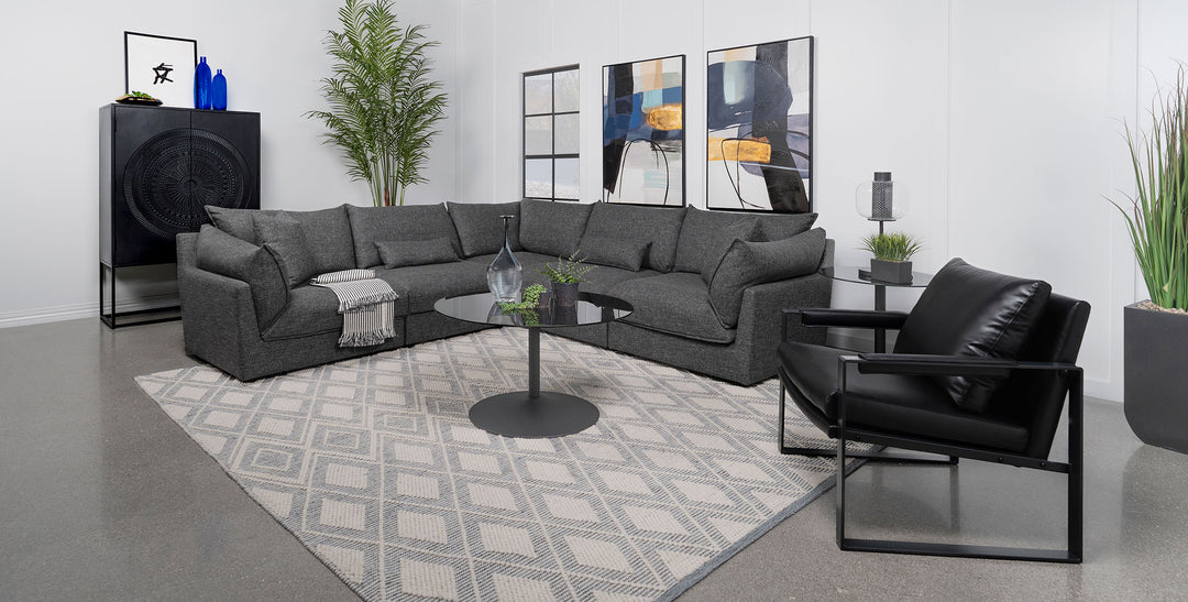 Sasha 5-piece Upholstered Modular Sectional Sofa Barely Black