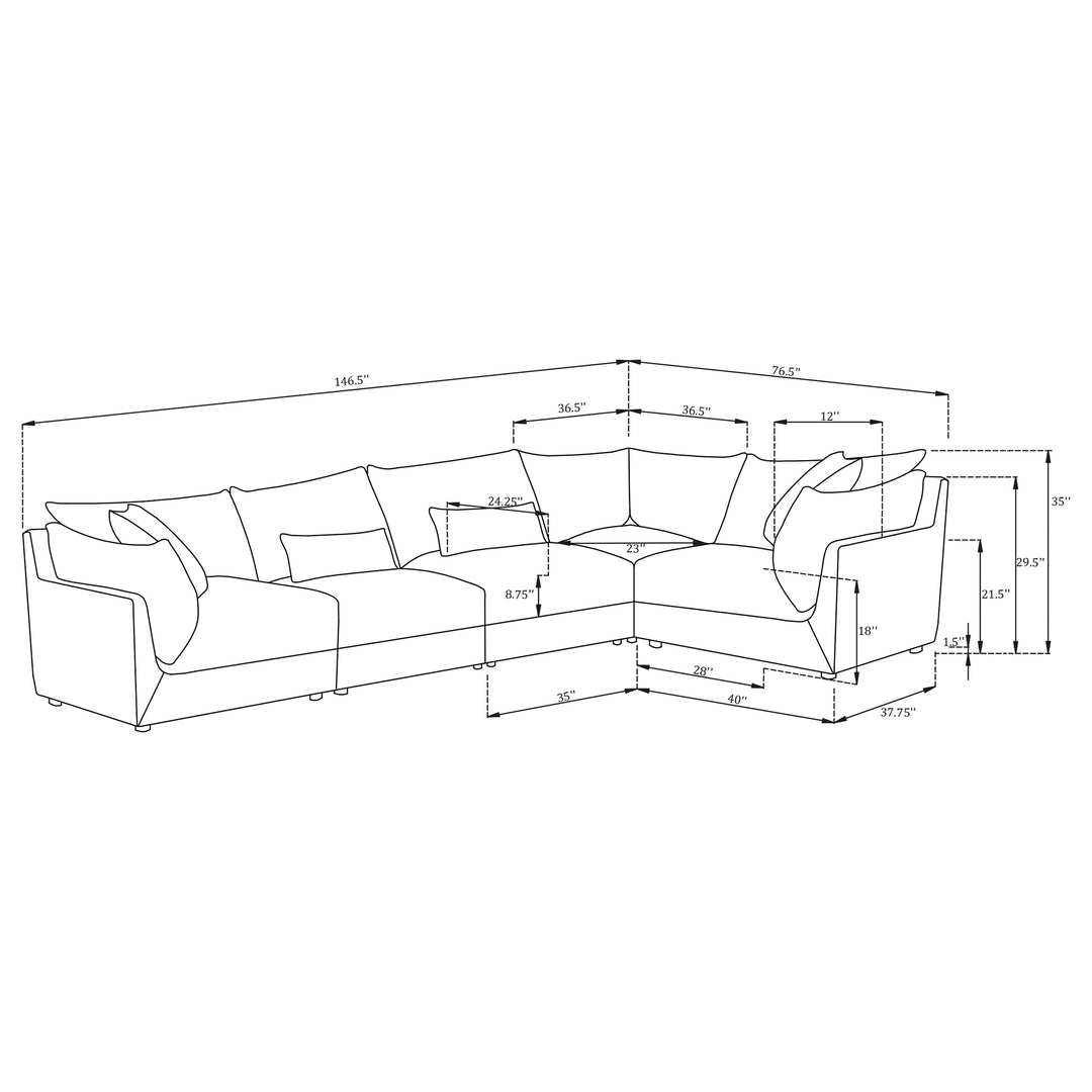 Sasha 5-piece Upholstered Modular Sectional Sofa Barely Black