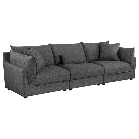 Sasha 3-Piece Upholstered Sofa Barely Black