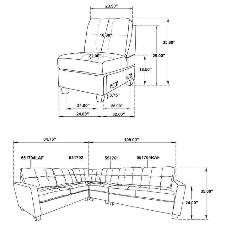 Georgina 4-piece Upholstered Modular Sectional Sofa Steel Grey