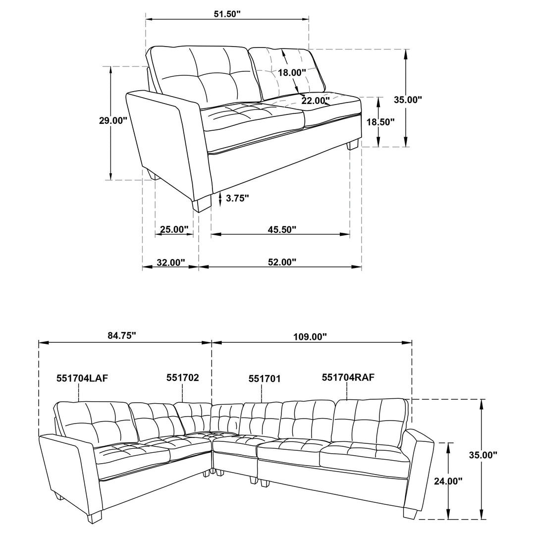 Georgina 4-piece Upholstered Modular Sectional Sofa Steel Grey