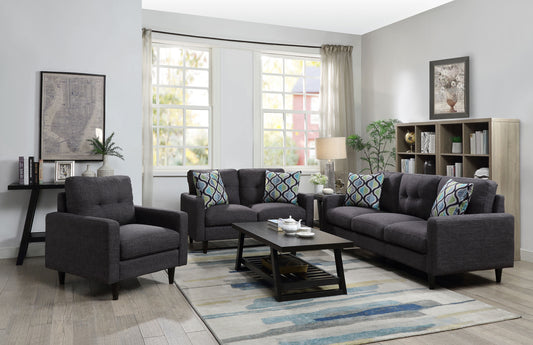 Watsonville 3-piece Cushion Back Living Room Set Grey