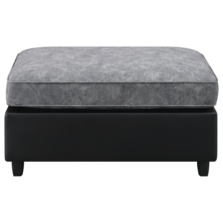 Vinny Rectangle Upholstered Ottoman Pewter and Black