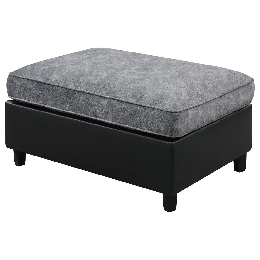 Vinny Rectangle Upholstered Ottoman Pewter and Black