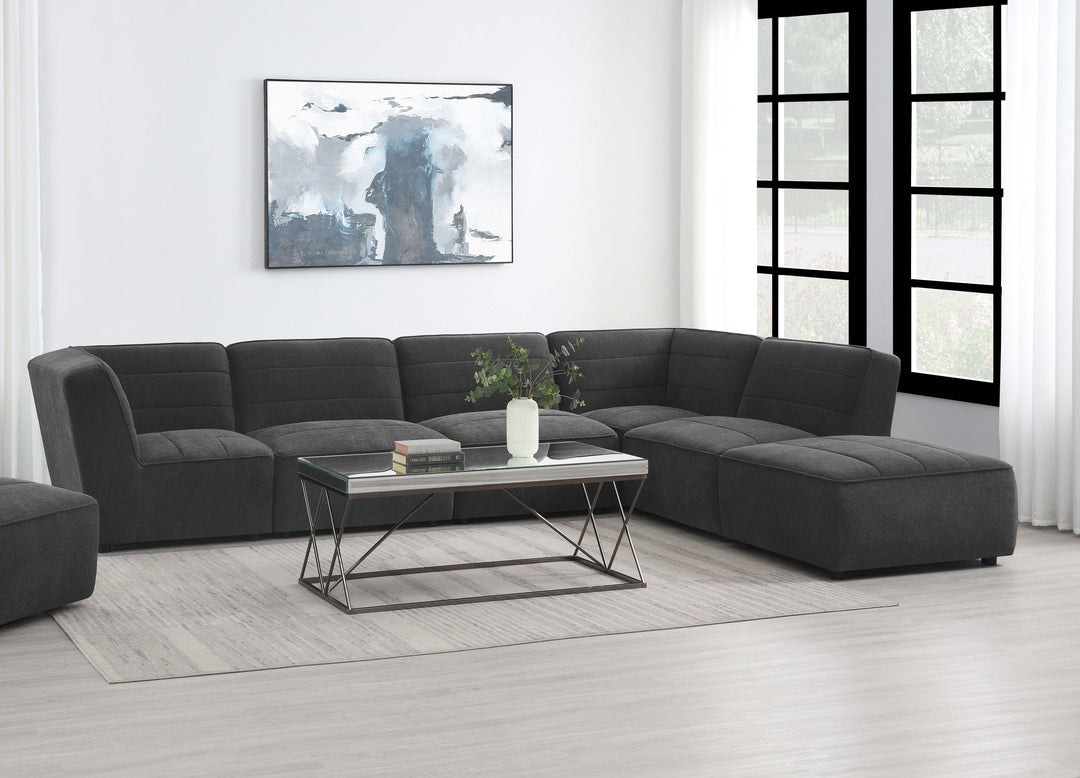 Sunny Upholstered 6-piece Modular Sectional Dark Charcoal