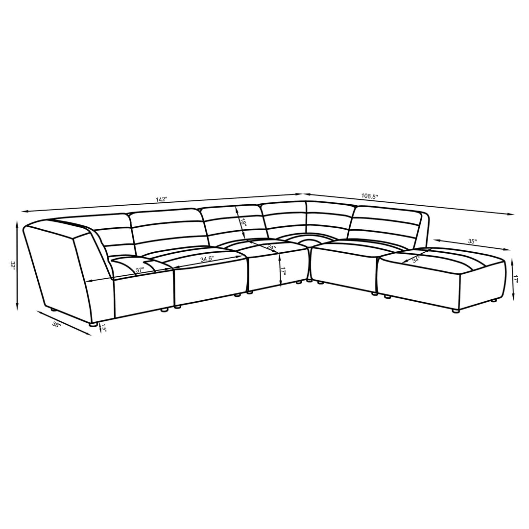 Sunny Upholstered 6-piece Modular Sectional Dark Charcoal