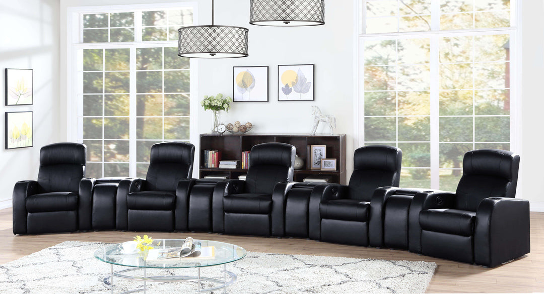 Cyrus Upholstered Recliner Living Room Set Black