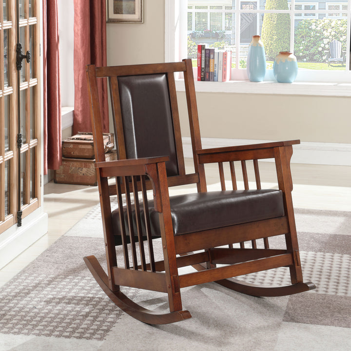 Ida Upholstered Rocking Chair Tobacco and Dark Brown