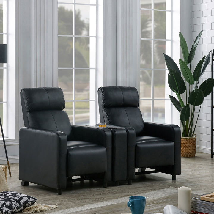 Toohey Home Theater Push Back Recliner Black