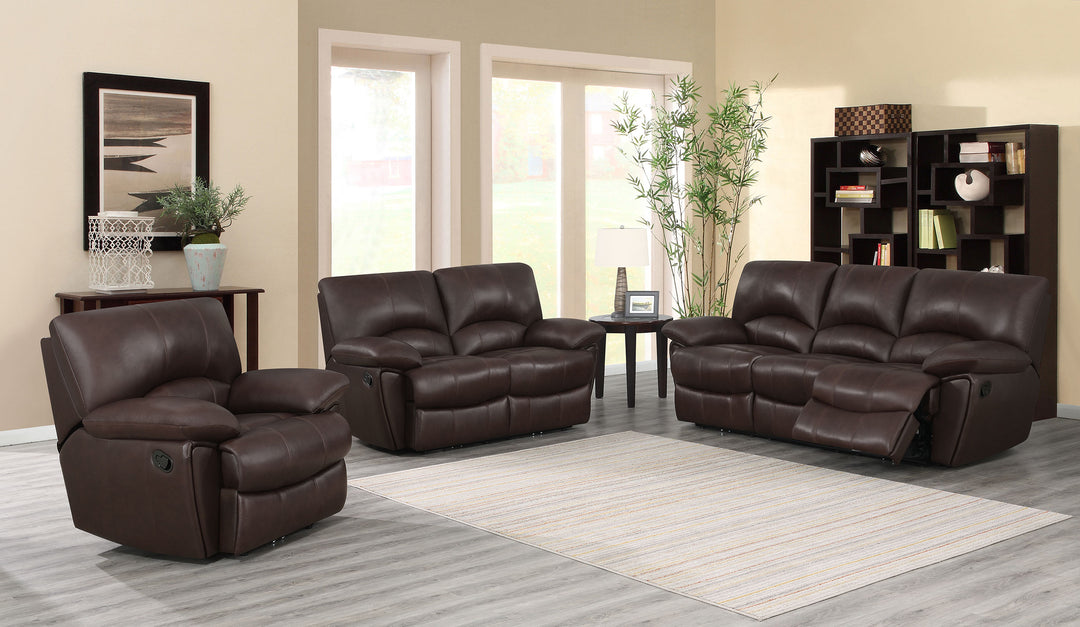 Clifford Motion Dark Brown Reclining Three-Piece Living Room Set