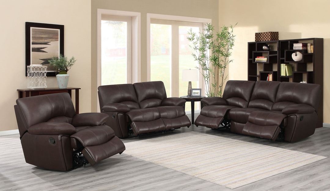 Clifford Motion Dark Brown Reclining Three-Piece Living Room Set