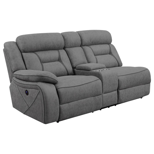 Higgins Modular Sectional Laf Power Loveseat Grey