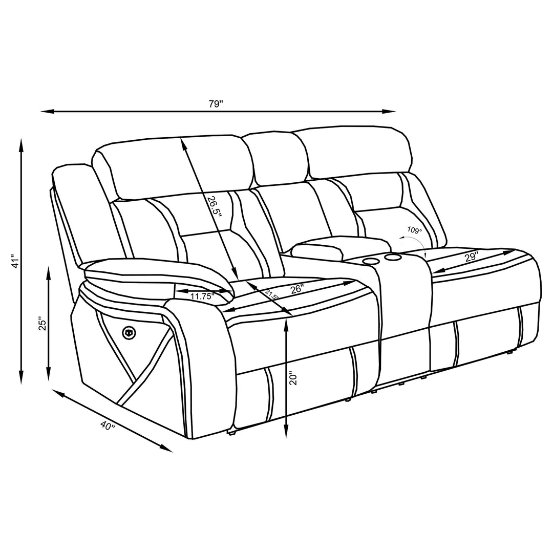 Higgins Modular Sectional Laf Power Loveseat Grey