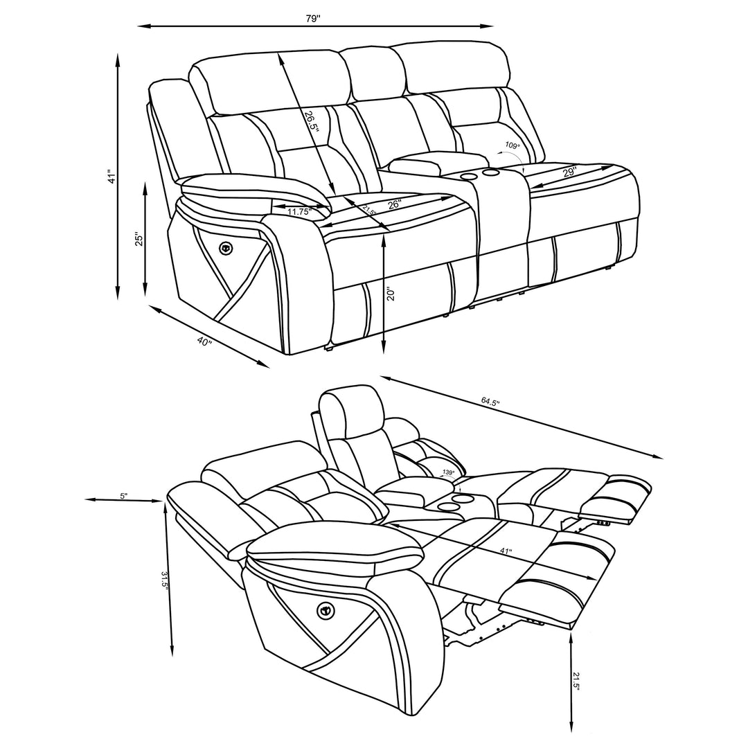 Higgins Modular Sectional Laf Power Loveseat Grey