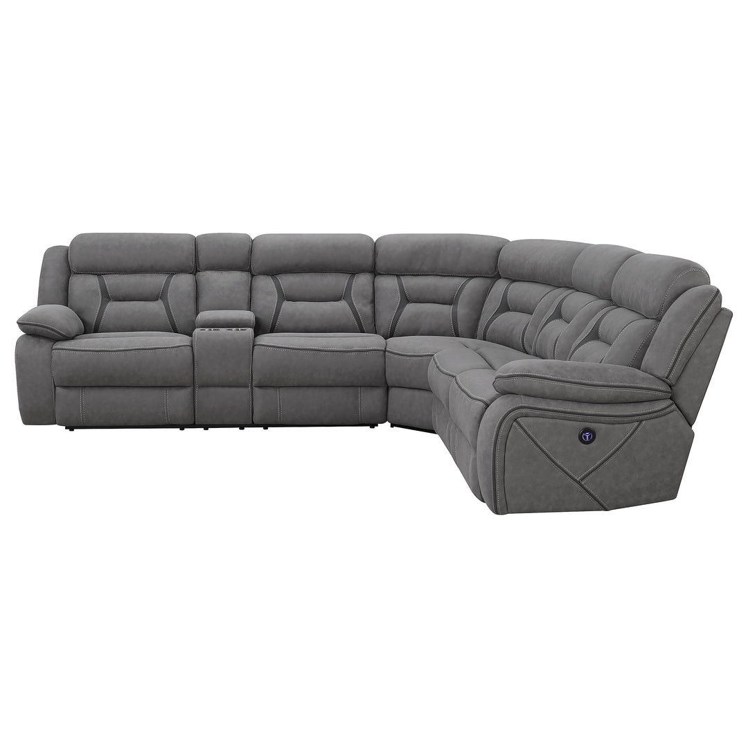 Higgins 4-piece Upholstered Power Sectional Grey