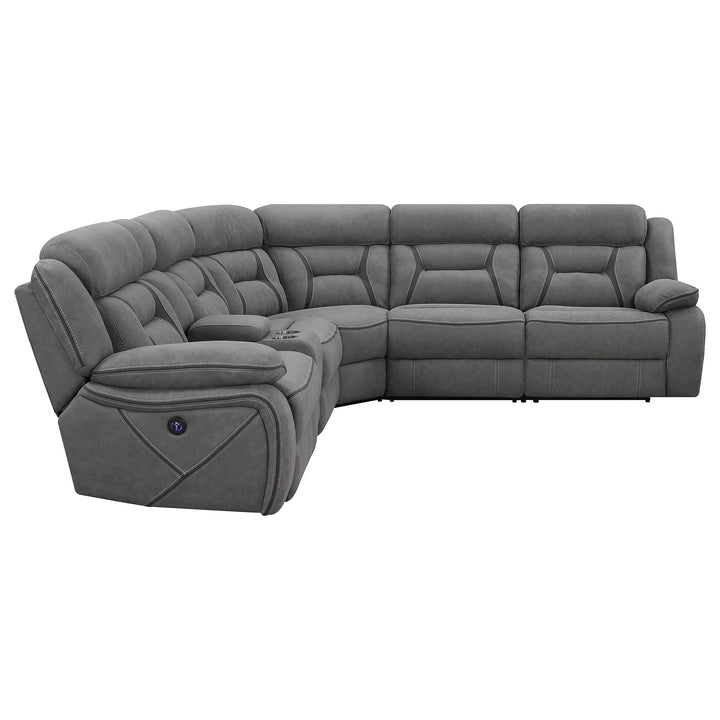 Higgins 4-piece Upholstered Power Sectional Grey