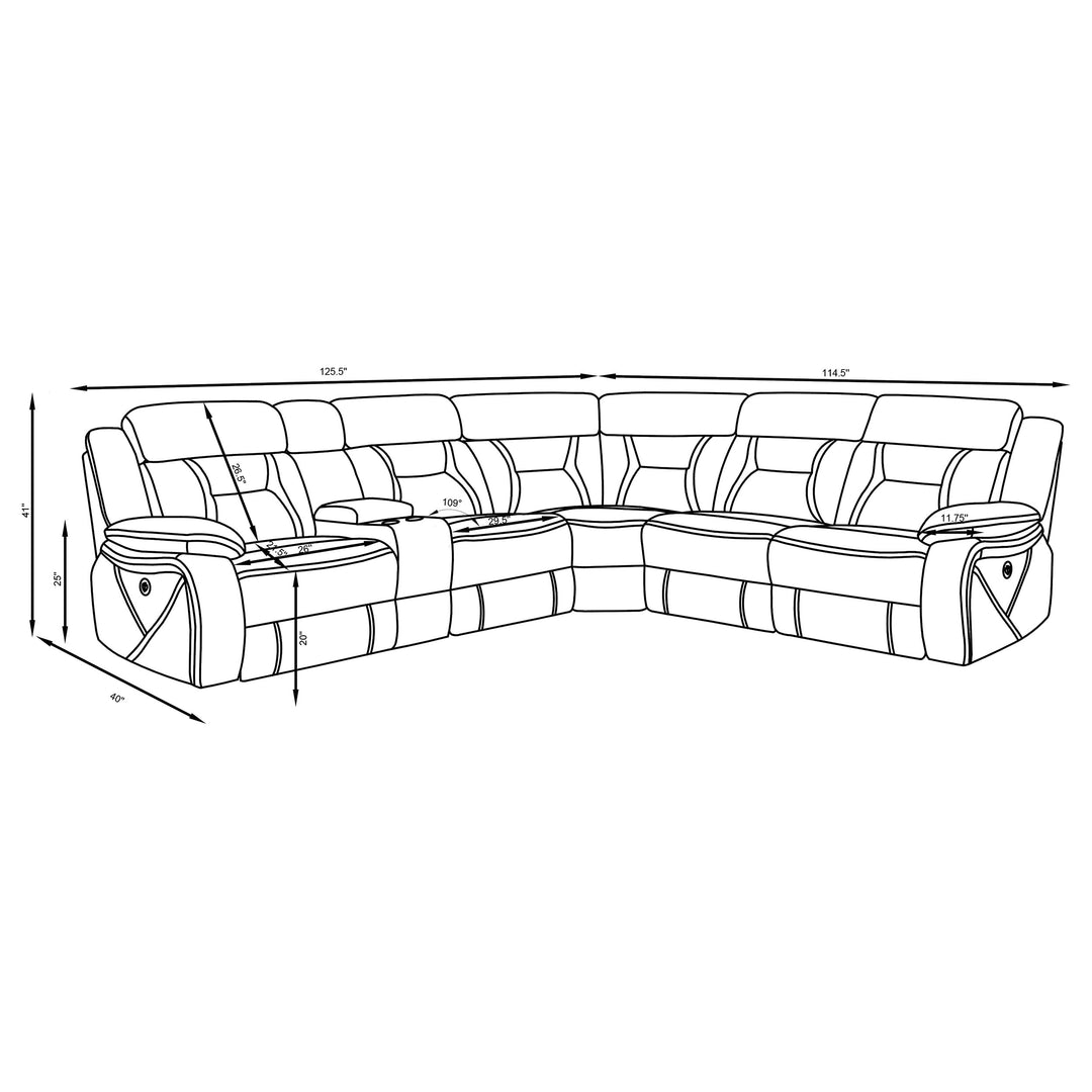 Higgins 4-piece Upholstered Power Sectional Grey