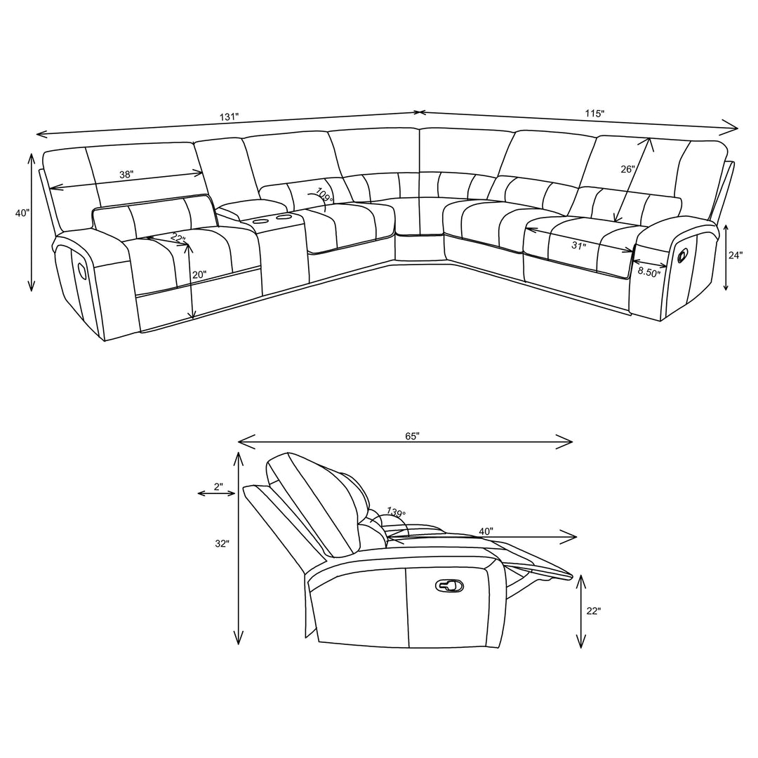 Brunson 3-piece Upholstered Motion Sectional Brown