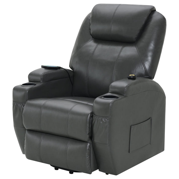 Sanger Upholstered Power Lift Recliner Chair with Massage Charcoal Grey