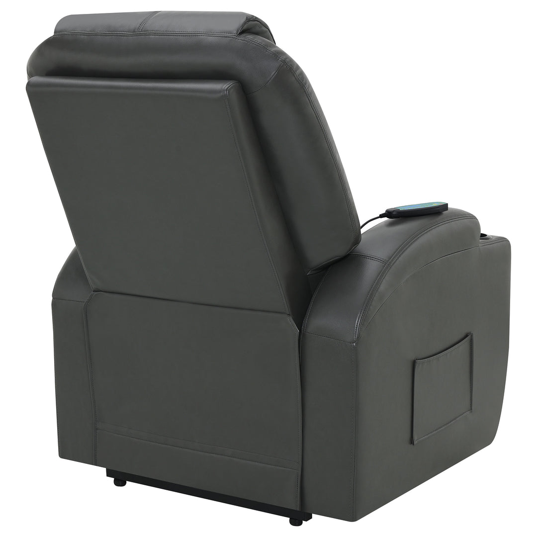 Sanger Upholstered Power Lift Recliner Chair with Massage Charcoal Grey